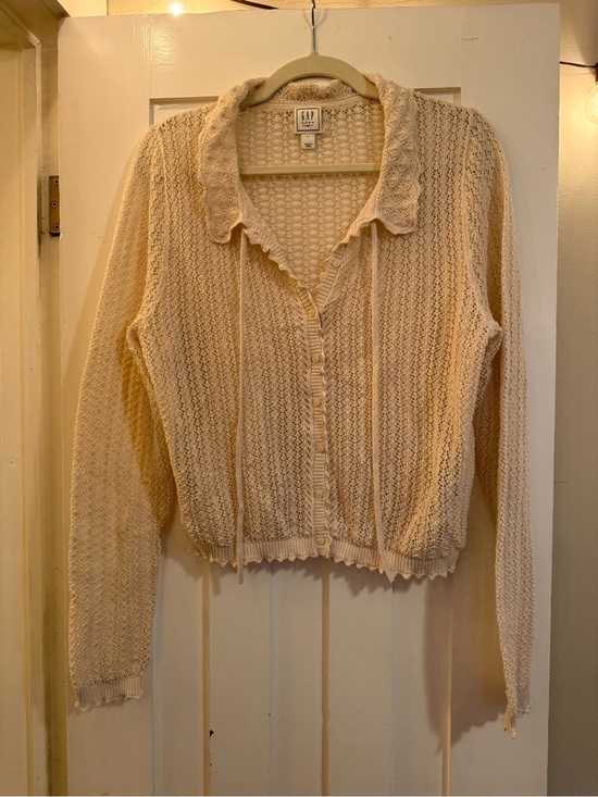 Gap x DOEN Sweaters - GAP DOEN Cream Open-Knit Button Cardigan Sweater